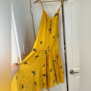 FARM RIO Jungle Tucanos Ruffled Sun Midi Dress